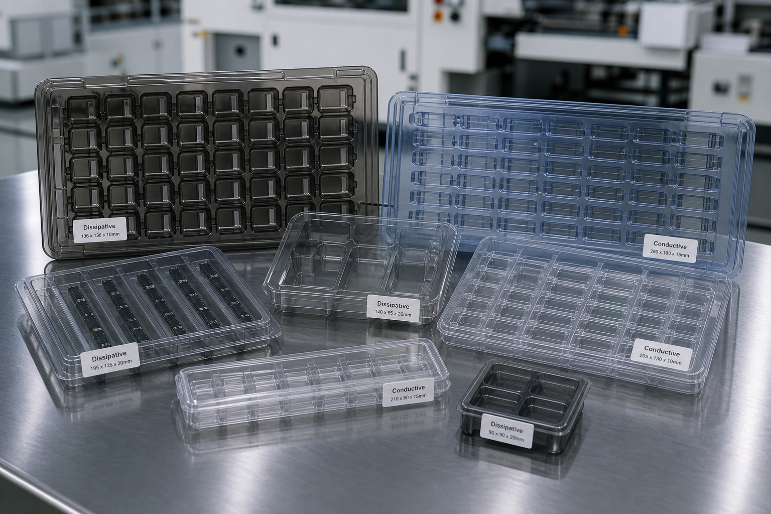 ESD Safe Packaging Trays in Modern Workshop