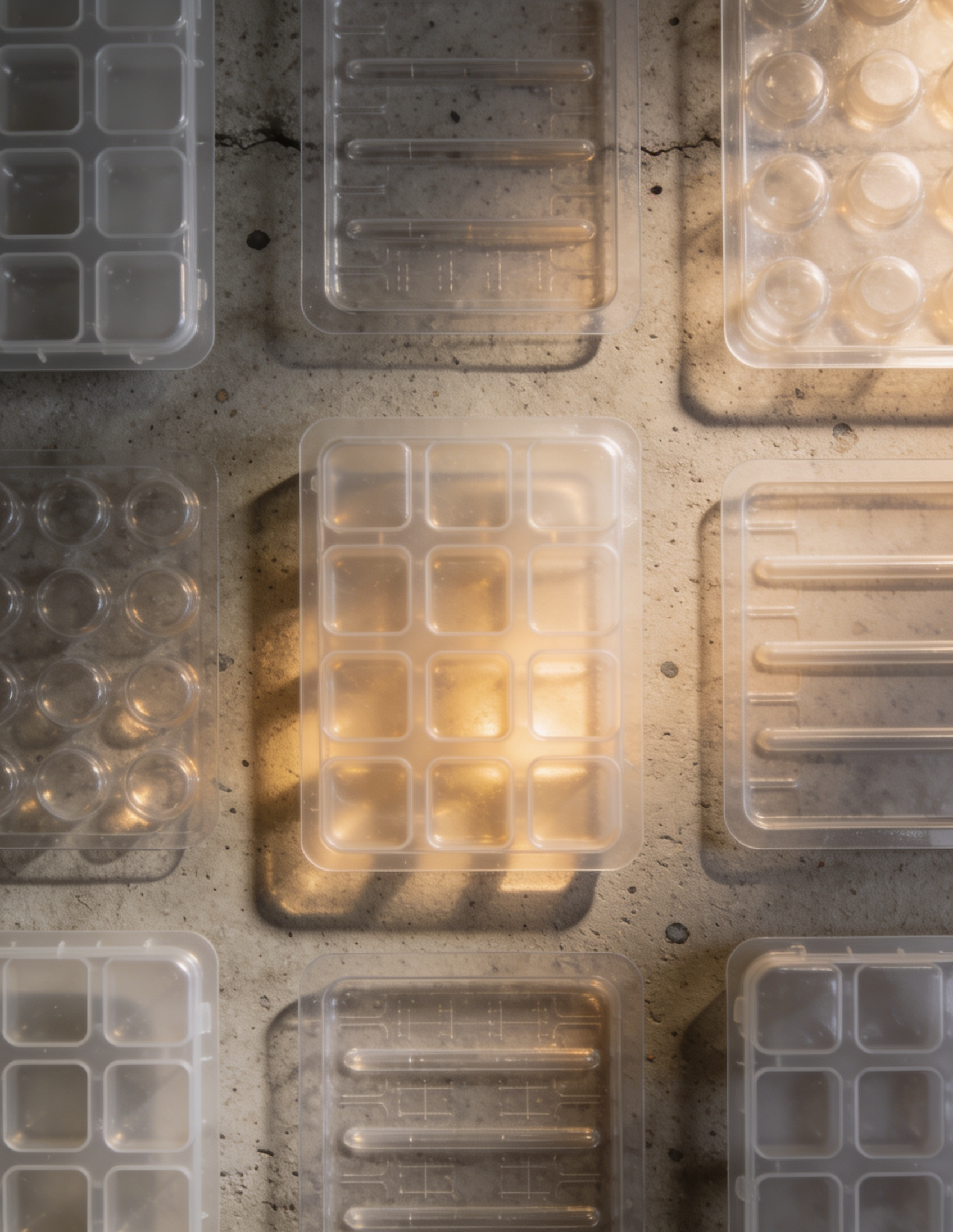 Top-down view of clear thermoformed plastic tray packaging