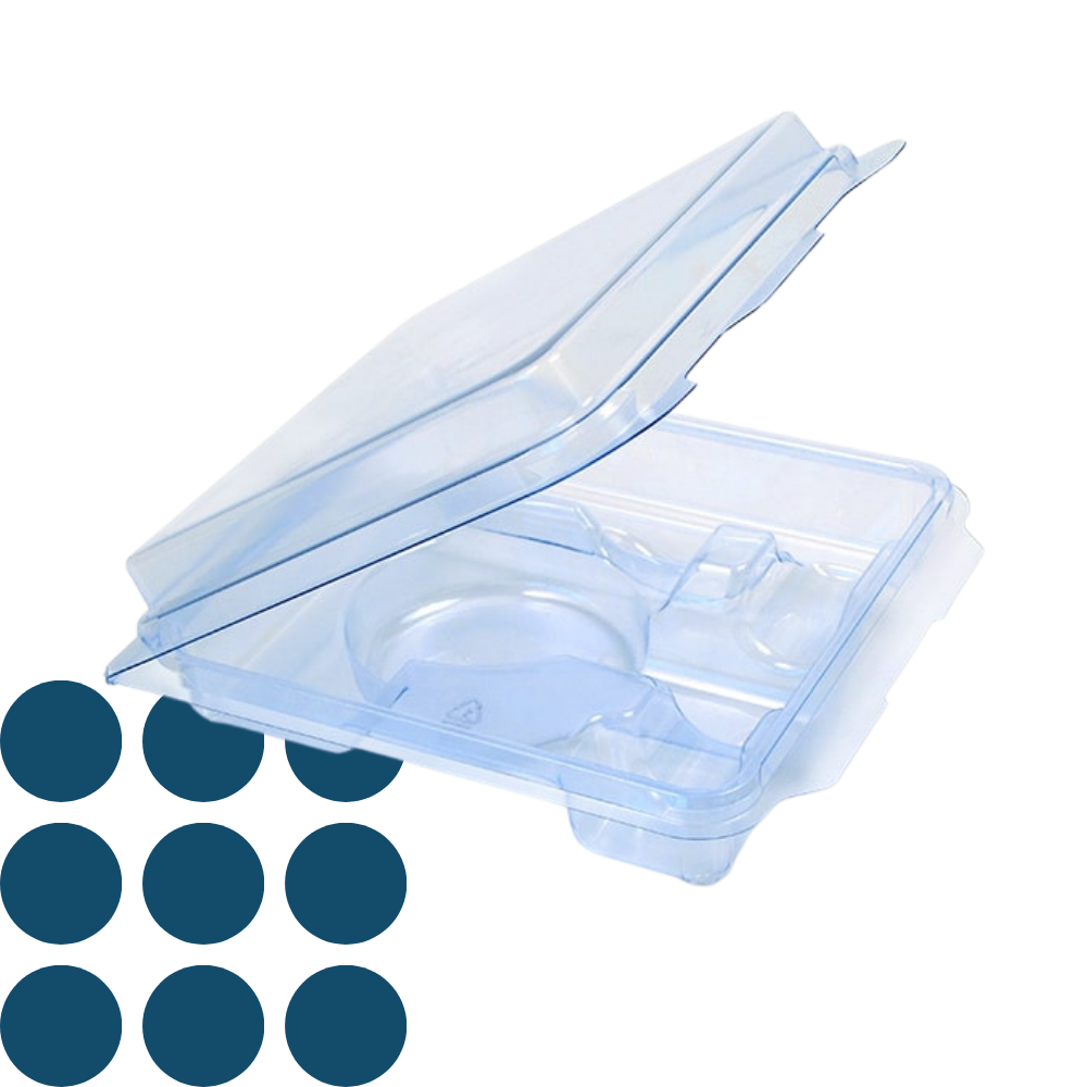 Clear thermoformed plastic clamshell packaging