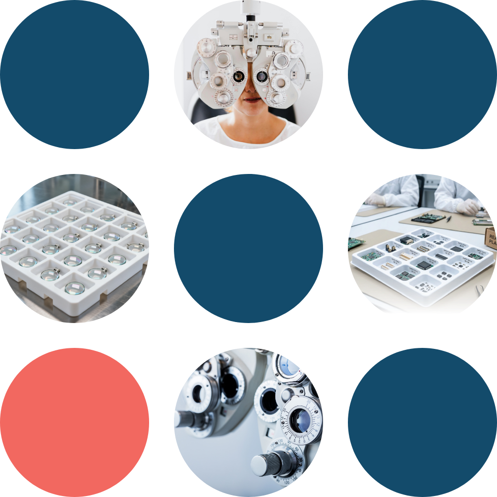Ophthalmic devices and thermoformed tray molds for optical packaging