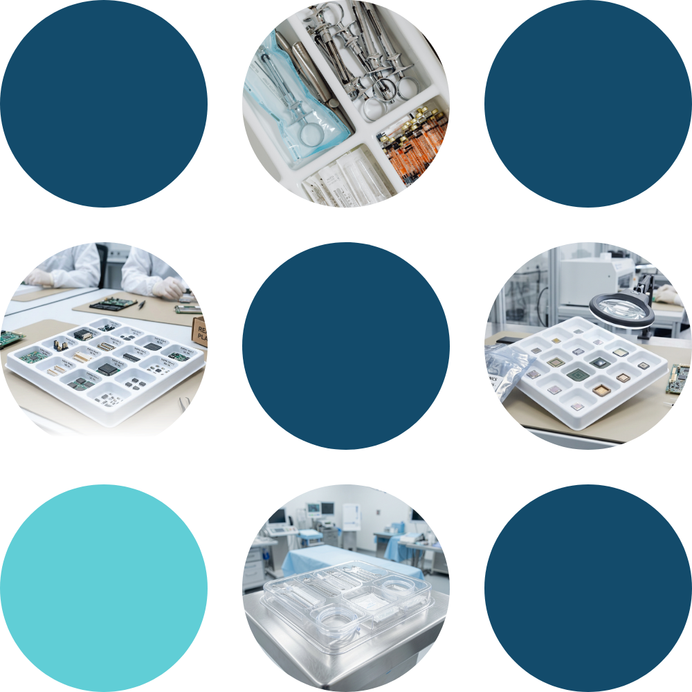 Medical devices and thermoformed tray packaging components